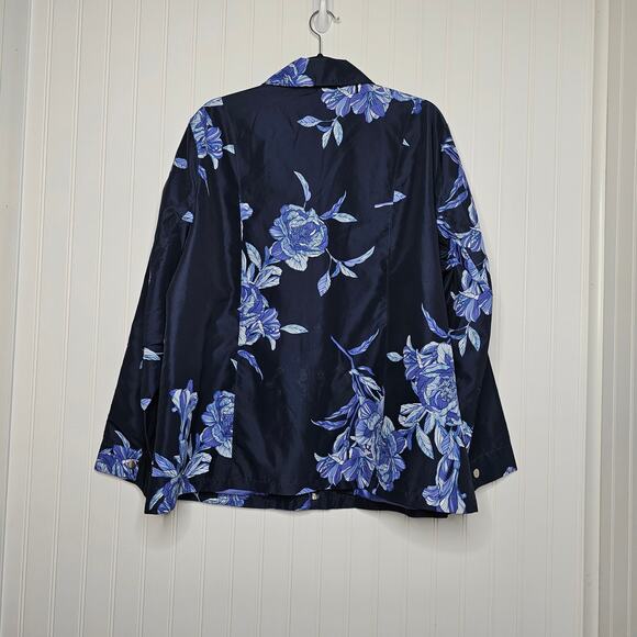 Chico's Women's High Seas Floral Jacket Size XL 16 Full Zip Lightweight Layering - Picture 4 of 10